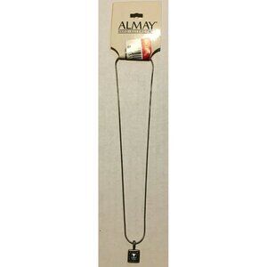 Almay Nickel-Free Hypo-Allergenic Ladies Necklace Silvertone. Blue Stone Pendant